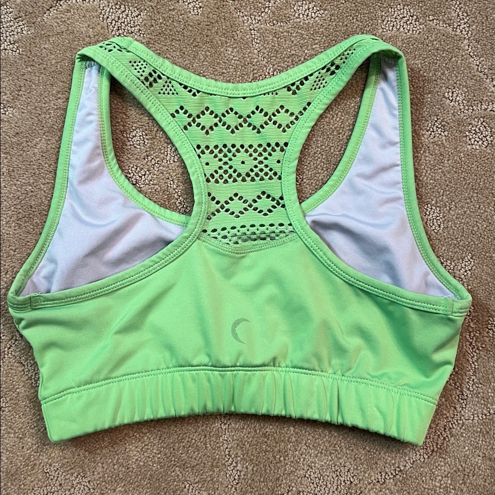 ZYIA Active Lime Green Bomber Sports Bra, Small